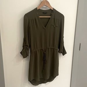 Safari Green, Semi Sheer Mid Length Dress | Naked Zebra | Size S